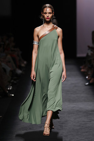 Asymmetric green dress Marcos Luengo Primavera Spring Summer Verano 2020 collection