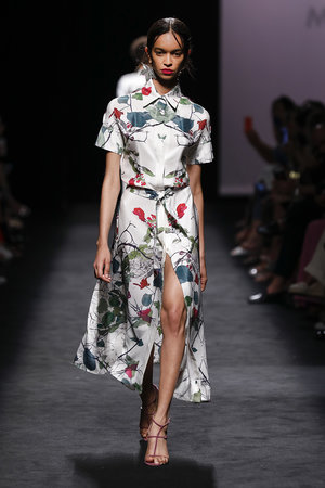 white dress with flower prints Marcos Luengo Primavera Spring Summer Verano 2020 collection