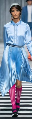 Blue asymmetric pleated skirt Marc Cain Spring 2020