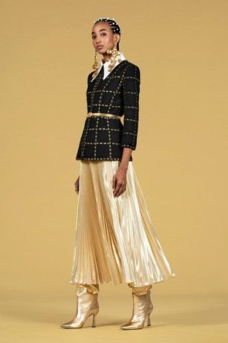 Metallic shine pleated skirt Andrew Gn Pre-Fall 2020