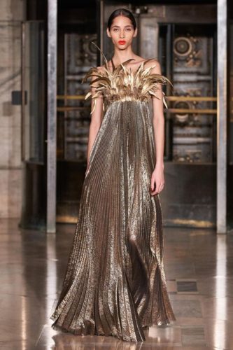 Pleated almond dress Oscar de la Renta Fall 2020 Ready-to-Wear