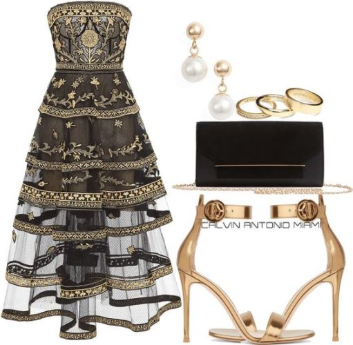 classy black and gold outfit