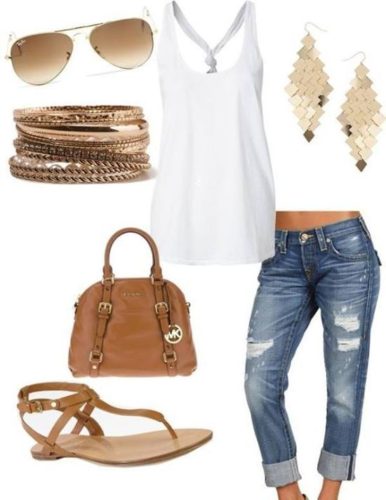 Jeans summer outfit with white top