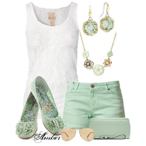 Mint Polyvore shorts outfit ootd