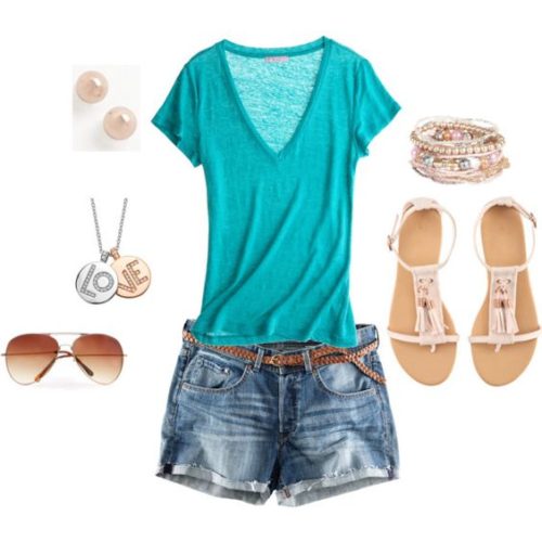 Polyvore fashion look with denim shorts