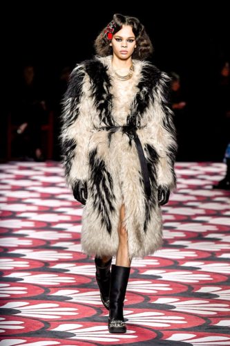Beige and black fur coat Miu Miu Fall Winter 2020 Collection