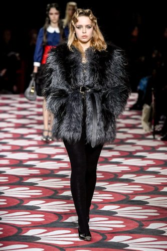 Black fur short coat Miu Miu Fall Winter 2020 Collection