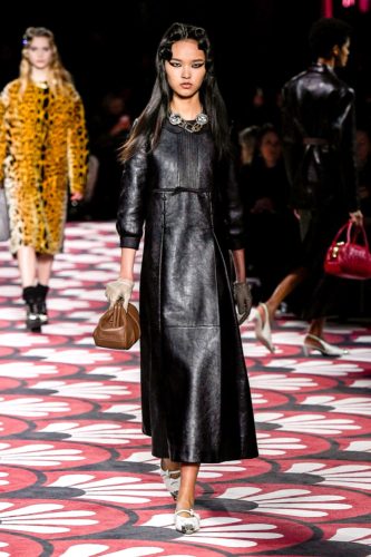 Black leather dress Miu Miu Fall Winter 2020 Collection