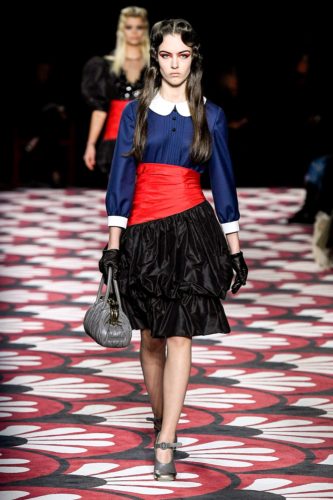 Black red blue skirt outfit Miu Miu Fall Winter 2020 Collection
