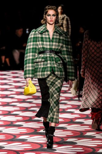 Green plaid coat and skirt Miu Miu Fall Winter 2020 Collection