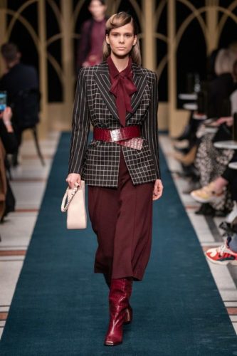 Plaid jacket with ruby belt Marc Cain fall-winter 2020-2021