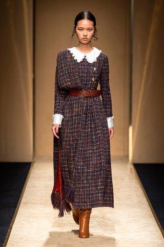 Plaid woolen dress Luisa Spagnoli at Milan Fashion Week Fall 2020