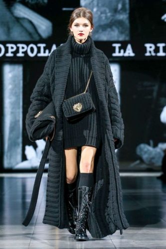 Black knit coat and knit bags Dolce & Gabbana Autumn-Winter 2020