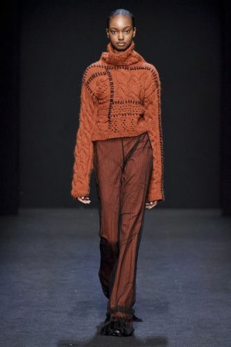 Brown cable knit sweater Cristiano Burani fall 2020