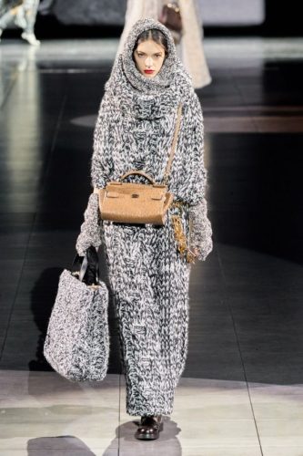 Grey kint tote and knit dress Dolce & Gabbana Fall 2020 Ready-to-Wear
