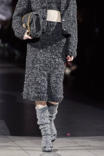 Grey knit suit and knit bag Dolce & Gabbana Autumn-Winter 2020