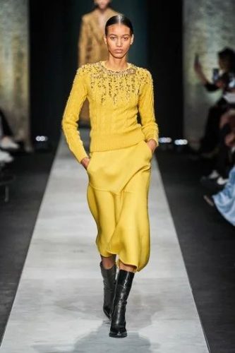 Yellow cable knit sweater Ermanno Scervino Fall 2020