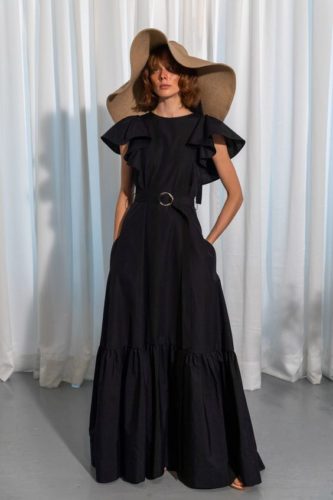 Black tiered long dress Eudon Choi Spring 2021 Ready-to-Wear