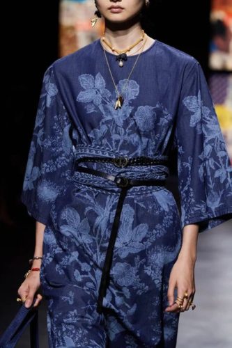 Blue with flowers dress Christian Dior Spring 2021 Ready-to-Wear collection