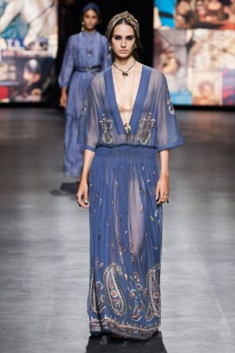 Blue with ornaments long dress Christian Dior Spring 2021 Ready-to-Wear