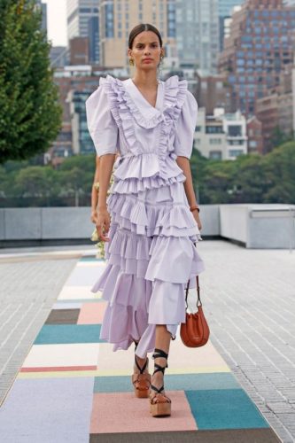 Lilac tiered dress Ulla Johnson Spring 2021 Ready-to-Wear