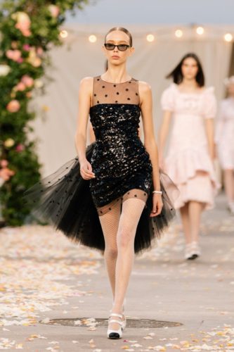 Black simmered dress Chanel Spring 2021 Couture Collection