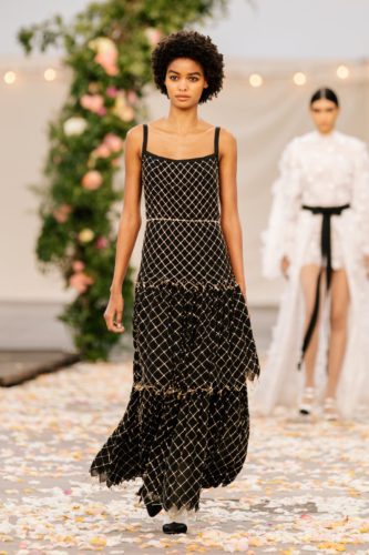 Black tiered summer dress Chanel Spring 2021 Couture Collection