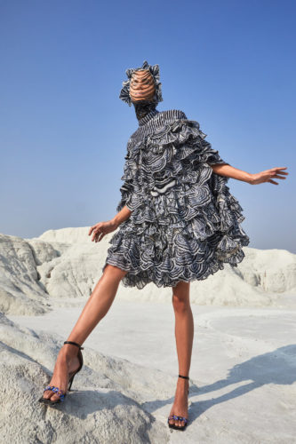 Grey bird short dress Rahul Mishra Spring 2021 Couture Collection