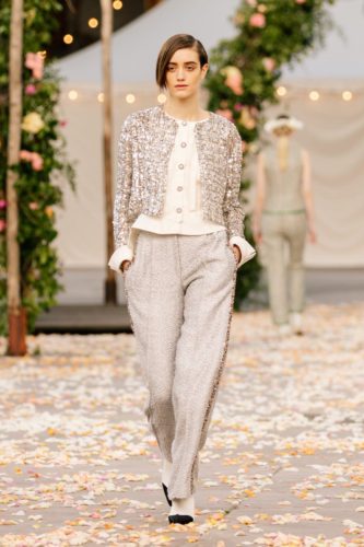 Grey jacket and pants Chanel Spring 2021 Couture Collection