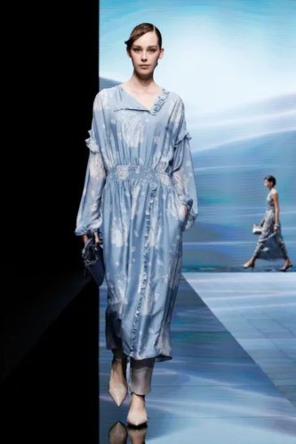Sky Blue dress Giorgio Armani Spring 2021 Ready-to-Wear