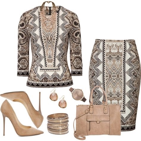 Smart casual polyvore withter outfit with skirt suit