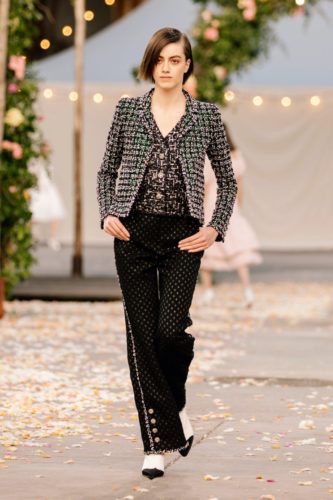 Tweed jacket and black pants Chanel Spring 2021 Couture Collection
