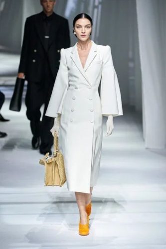 White dress outwear Fendi Spring 2021 Ready-to-Wear Collection - Vogue