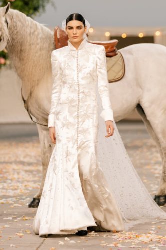 White wedding gown Chanel Spring 2021 Couture Collection