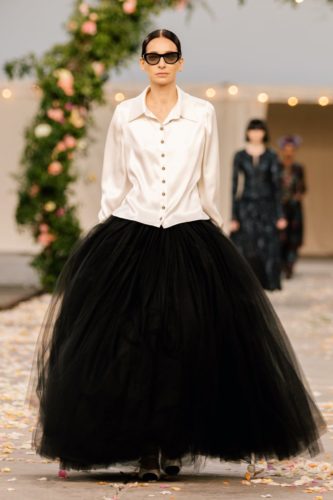 White shirt and black skirt Chanel Spring 2021 Couture Collection