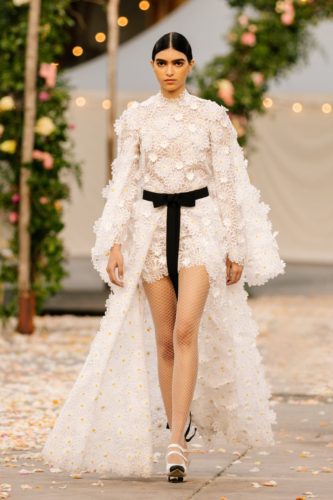 White with flowers gown Chanel Spring 2021 Couture Collection