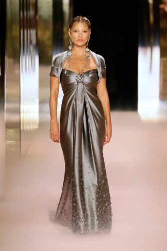 Metallic grey long dress Fendi Spring 2021 Couture fashion