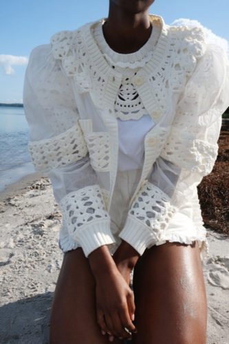 White Crochet cardigan Sea Spring 2021 Ready-to-Wear Fashion Show