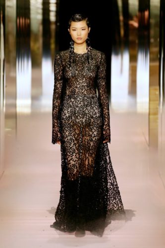 Semitransparent black gown Fendi Spring 2021 Couture fashion