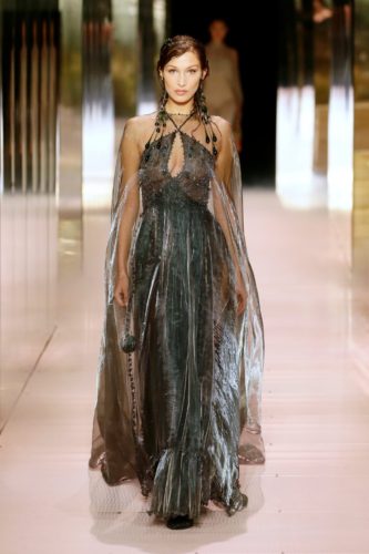 Shimmered grey long dress Fendi Spring 2021 Couture fashion