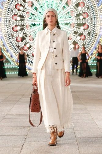 White long dress and white jacket Christian Dior Resort 2021