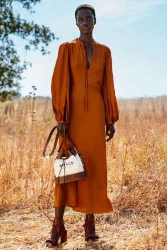 Orange long dress Bally Spring 2021 Ready-to-Wear Fashion Show