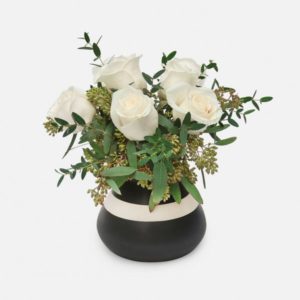 À La Mode white roses bouquet