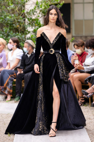 Black gown Zuhair Murad Fall Winter 2021 Couture Collection