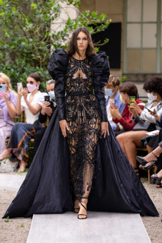 Black lacy gown Zuhair Murad Fall Winter 2021 Couture Collection