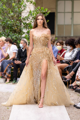 Golden gown Zuhair Murad Fall Winter 2021 Couture Collection