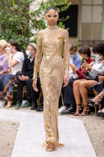 Golden long dress Zuhair Murad Fall Winter 2021 Couture Collection