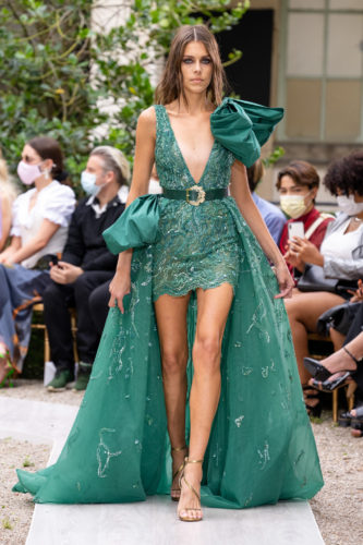 Green short dress Zuhair Murad Fall Winter 2021 Couture Collection