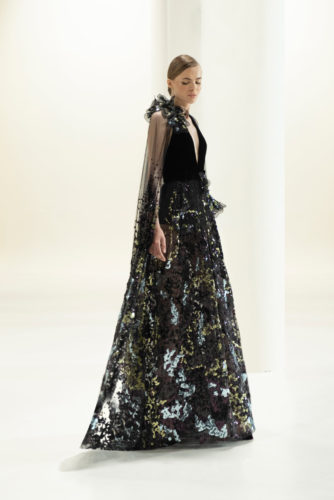 Black and blue long dress Elie Saab Fall Winter 2021 Couture Collection