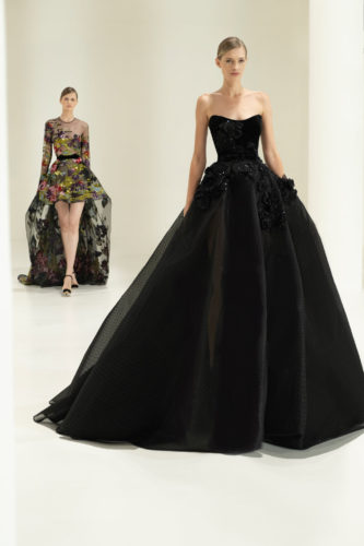 Black gown Elie Saab Fall Winter 2021 Couture Collection